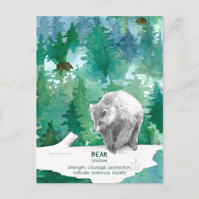 Bear Wildlife Forest Strength Encouragement Vykort (Framsida)