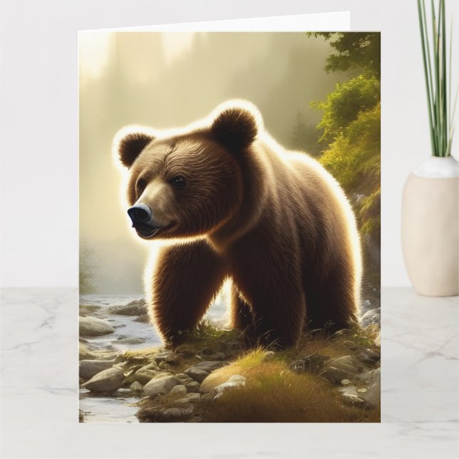 Bear Wildlife Porträtt Large Greeting Card Kort (Framsida)