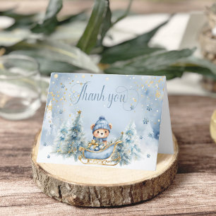 Bear Winter Boy Baby Shower Tack Kort