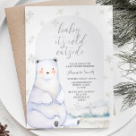 Bear Winter Silver Snöflingor Mountain Baby Shower Inbjudningar<br><div class="desc">Bear Winter Silver Snöflingor Mountain Baby Shower</div>