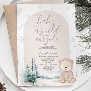 Bear Winter Snöflingor Träd Baby Shower Inbjudningar