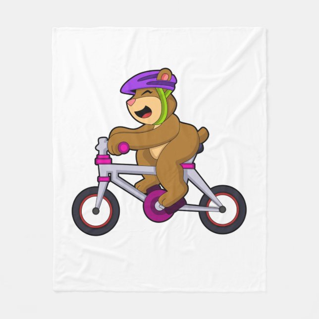 Bear with Bicycle & Helmet Fleecefilt (Framsidan)