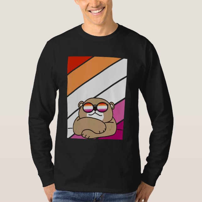 Bear With Pride Lesbian Flag LGBTQ Proud Ally Prid T Shirt (Framsida)