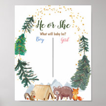 Bear Woodland Animal Camper Votering Board Poster