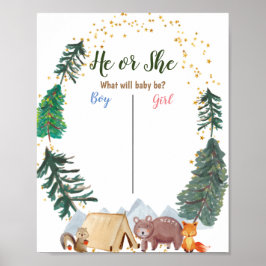 Bear Woodland Animal Camper Votering Board Poster