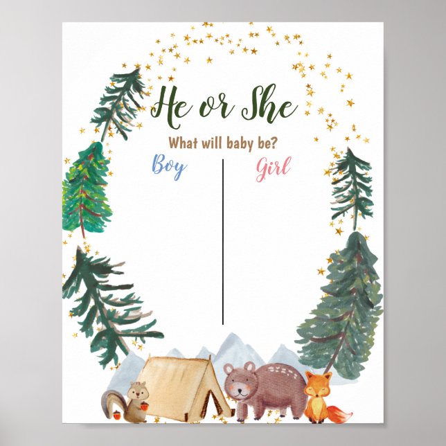 Bear Woodland Animal Camper Votering Board Poster (Framsidan)