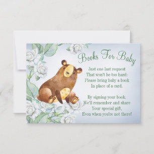 Bear Woodland Baby Shower Bok-kort för Bok Inbjudningar