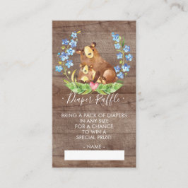 Bear Woodland Baby Shower Diaper Raffle Biljett Tilläggskort