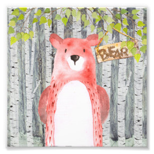 Bear-Woodland Friends - Vattenfärgillustration Fototryck