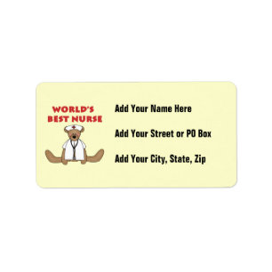 Bear World's Best Nurse T-shirts and Gifts Adressetikett