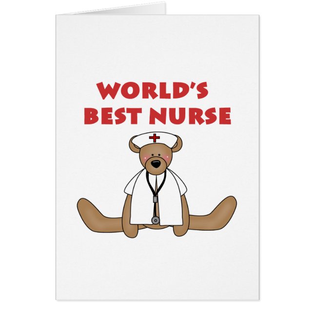 Bear World's Best Nurse T-shirts and Gifts Hälsningskort (Framsidan)