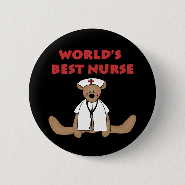 Bear World's Best Nurse T-shirts and Gifts Knapp (Framsida)