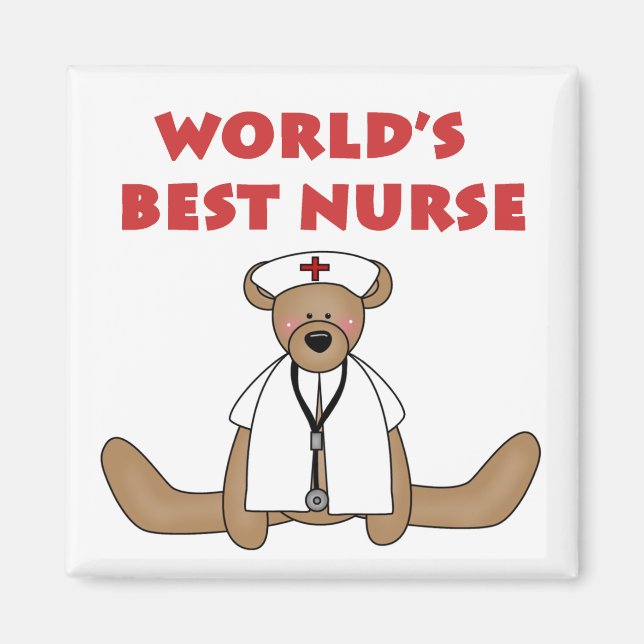 Bear World's Best Nurse T-shirts and Gifts Magnet (Framsidan)