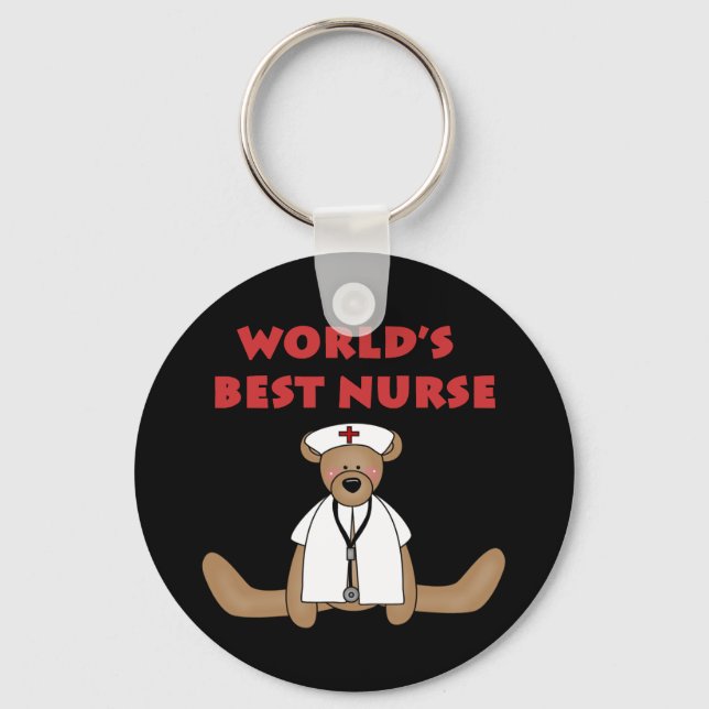 Bear World's Best Nurse T-shirts and Gifts Nyckelring (Framsida)