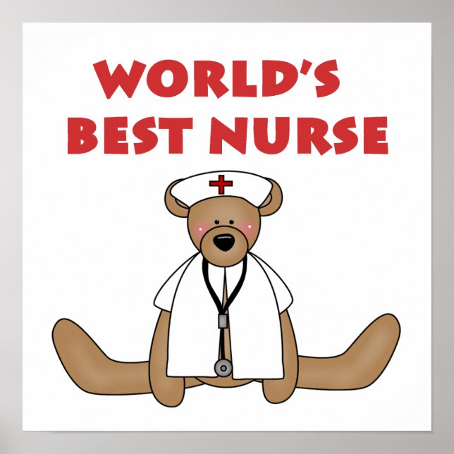 Bear World's Best Nurse T-shirts and Gifts Poster (Framsidan)