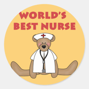 Bear World's Best Nurse T-shirts and Gifts Runt Klistermärke