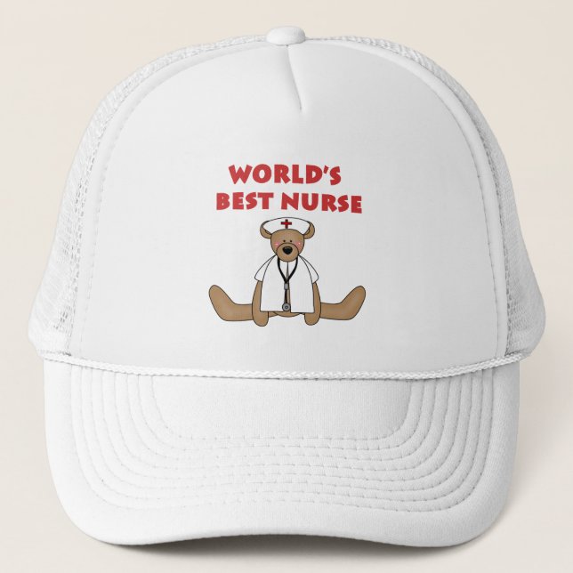 Bear World's Best Nurse T-shirts and Gifts Truckerkeps (Framsida)