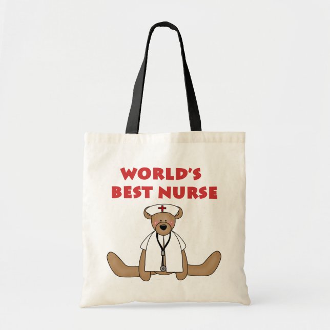 Bear World's Best Nurse T-shirts and Gifts Tygkasse (Framsidan)