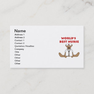 Bear World's Best Nurse T-shirts and Gifts Visitkort