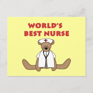 Bear World's Best Nurse T-shirts and Gifts Vykort