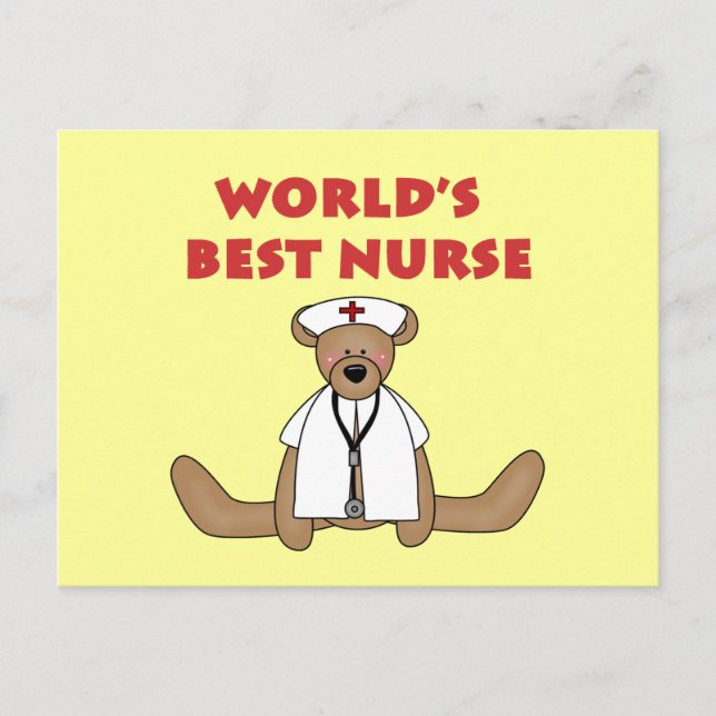 Bear World's Best Nurse T-shirts and Gifts Vykort (Framsida)