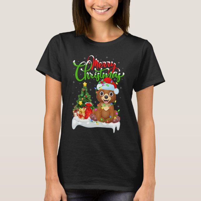 Bear   Xmas Decorations Santa Bear Christmas T Shirt (Framsida)