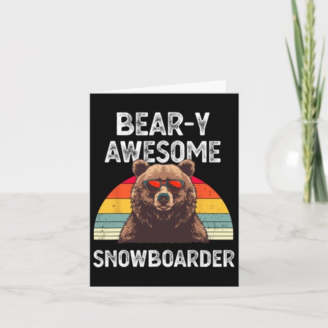 Bear-y Fantastisk Snowboarder Joke Snowboard Rider Kort (Framsida)
