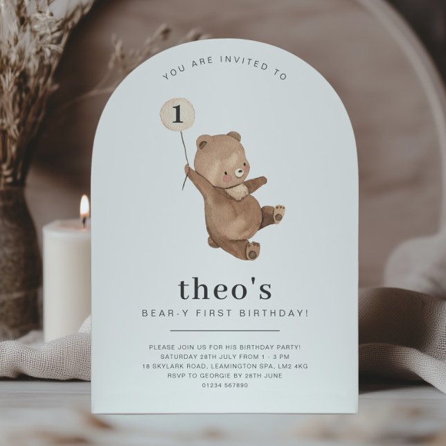 Bear-y First Birthday Arch-inbjudan Inbjudningar (Skapare uppladdad)