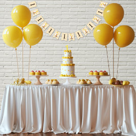 Bear-y First Birthday Kön Neutral Gult Bear Vimplar