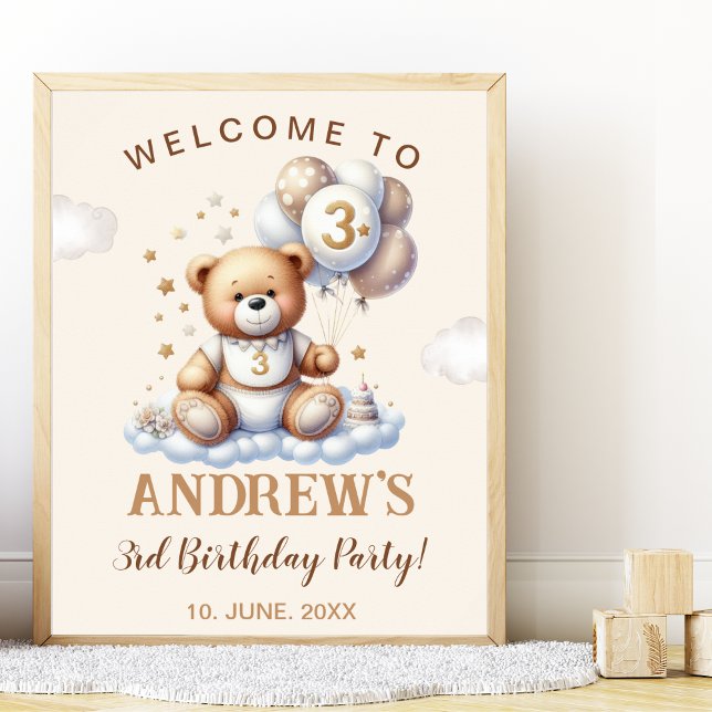Bear-y Sweet 3rd Birthday – Nursery or Party Poster (Skapare uppladdad)