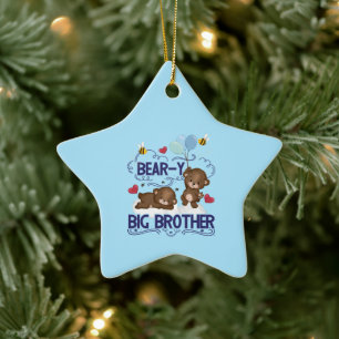 Bear-y Väldigt Big Brother Syskon Pun Julgransprydnad Keramik