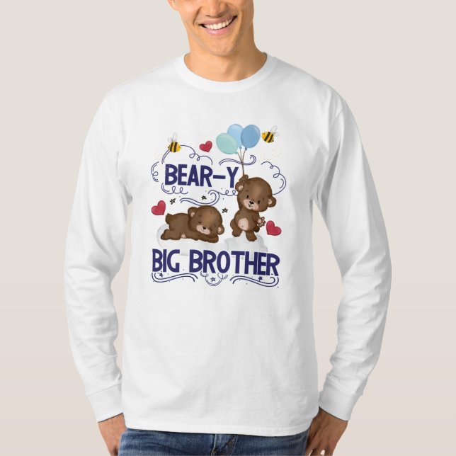 Bear-y Väldigt Big Brother Syskon Pun T Shirt (Framsida)