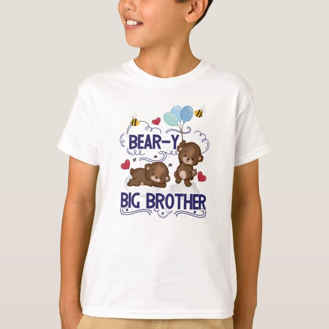 Bear-y Väldigt Big Brother Syskon Pun T Shirt (Framsida)