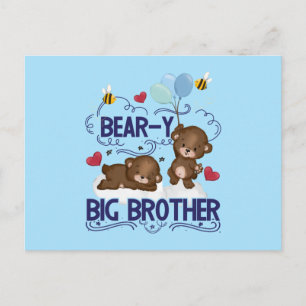Bear-y Väldigt Big Brother Syskon Pun Vykort