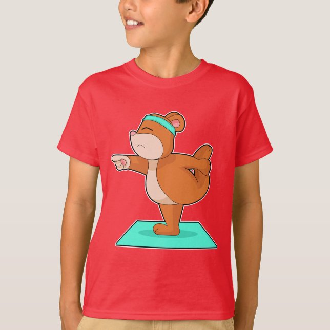 Bear Yoga Fitness Gymnastics T Shirt (Framsida)