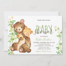 Bear Zoo Animal Jungle Baby Shower-inbjudan Inbjudningar