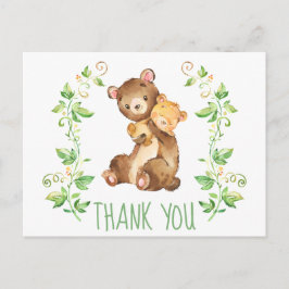 Bear Zoo Animals Baby Shower Tackkort Vykort