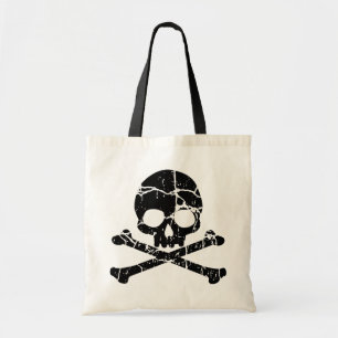 Bearbetad krackad Skull och korsben, tot Bag Tygkasse
