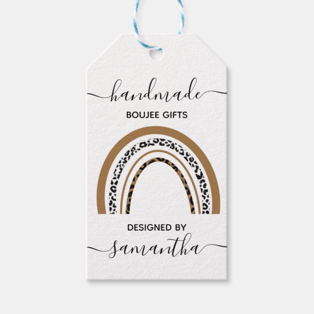 Bearbetad leopard Skriv ut redigerbar text för rad Presentetikett (Framsidan)