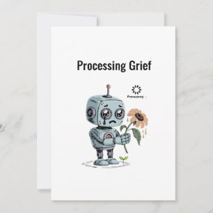 Bearbetar Sorg Söt Sorgsam Robot - Emotionell AI Tack Kort