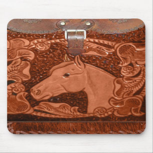 Bearbetat läder "häst" westerna Mousepad Musmatta