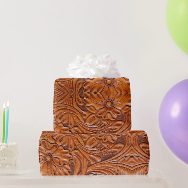 Bearbetat läder västerländsk cowboy naturlig stil presentpapper (Festgåvor)