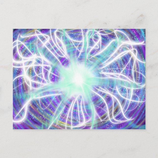 Bearbetning Art Aqua White Blue Lila Okt 2017 ESSL Vykort (Framsida)