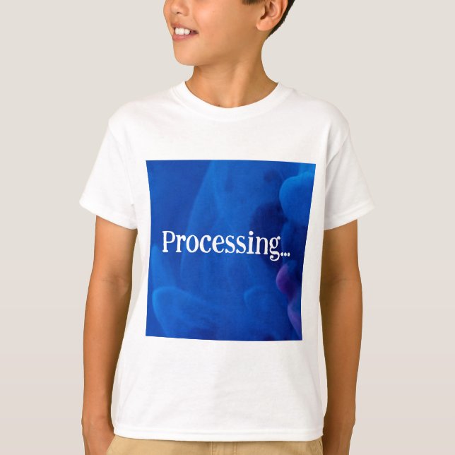 Bearbetning i blå bakgrund t shirt (Framsida)