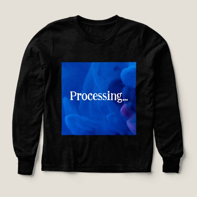 Bearbetning i blå bakgrund t shirt (Design framsida)