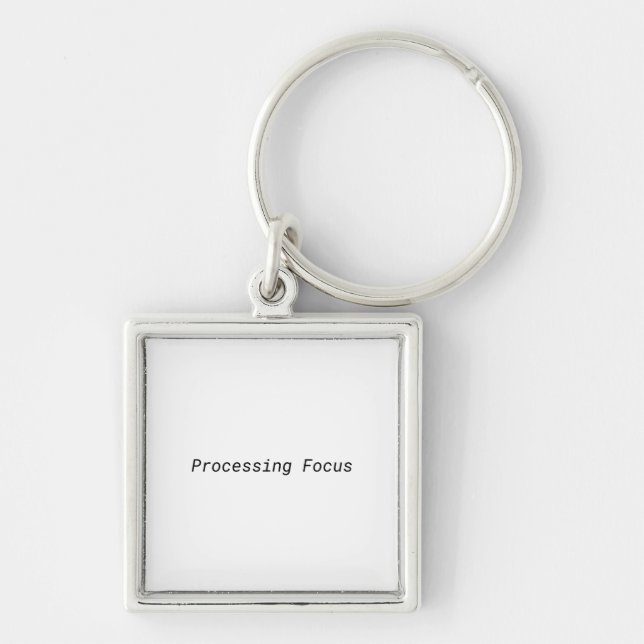 Bearbetningsfokus Minimalistisk skrivmaskin  Fyrkantig Silverfärgad Nyckelring (Framsidan)