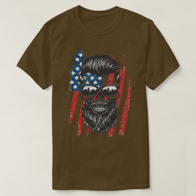 Beard American Flagga Classic TShirt T Shirt (Design framsida)
