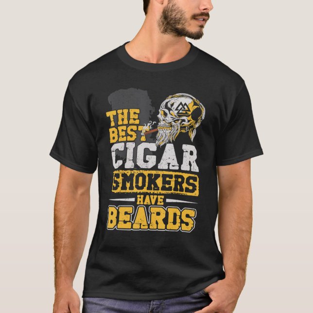 Beard Beared Man Cigar the best Cigar Smokers H T Shirt (Framsida)