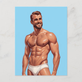 Beard & Brightness: The Modern Man in Retro Style Vykort