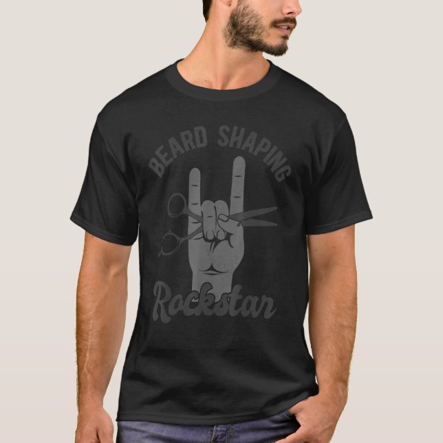 Beard-formad rakstjärna, roligt barberkänning t shirt (Framsida)